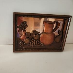 Vintage 3D Fruit Pitcher Flowers Copper Resin Wall Art Decor - Coppercraft Guild